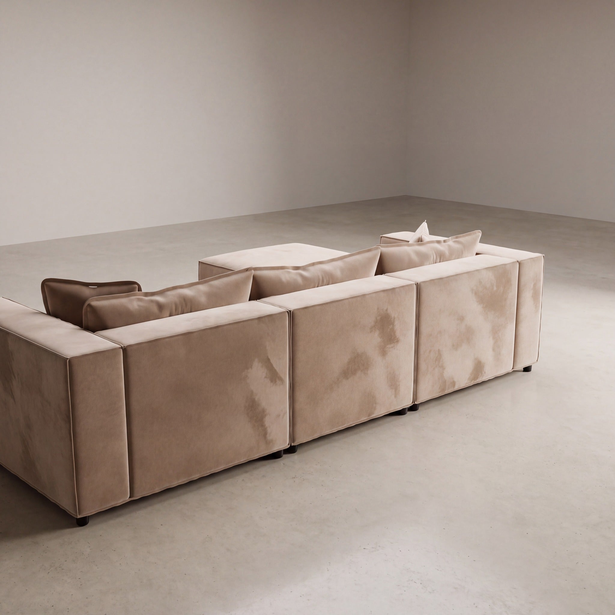 Canapé modulable ÉLÉGANCE 3+1 en velours beige, photo 4 sur 8