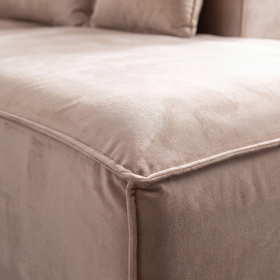 Canapé modulable ÉLÉGANCE 3+1 en velours beige, photo 5 sur 8