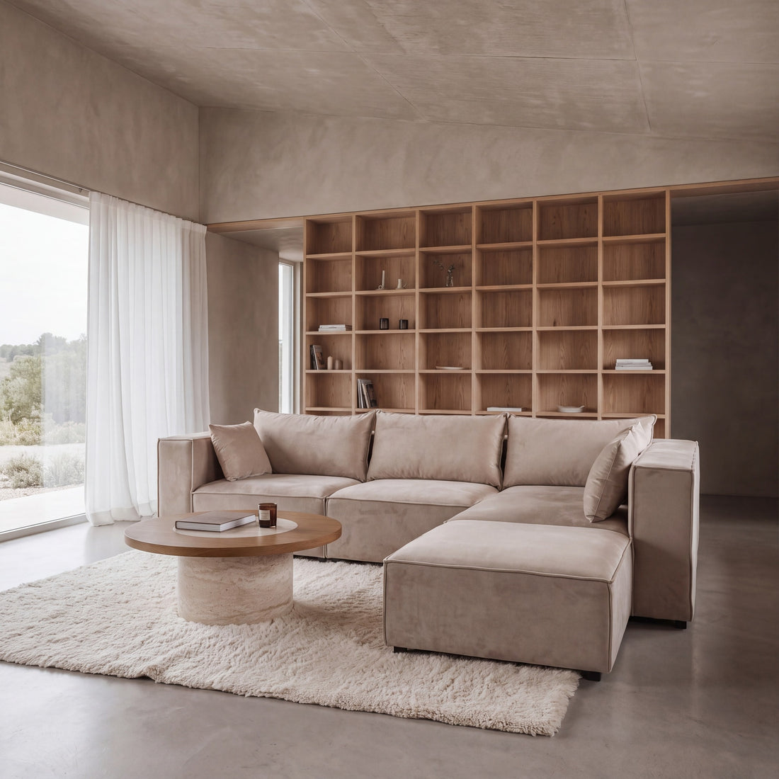 Canapé modulable ÉLÉGANCE 4+1 en velours beige