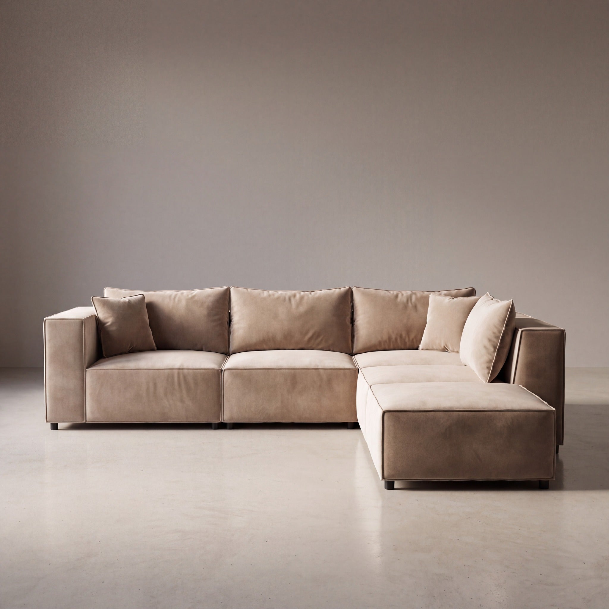 Canapé modulable ÉLÉGANCE 4+1 en velours beige, photo 7 sur 9