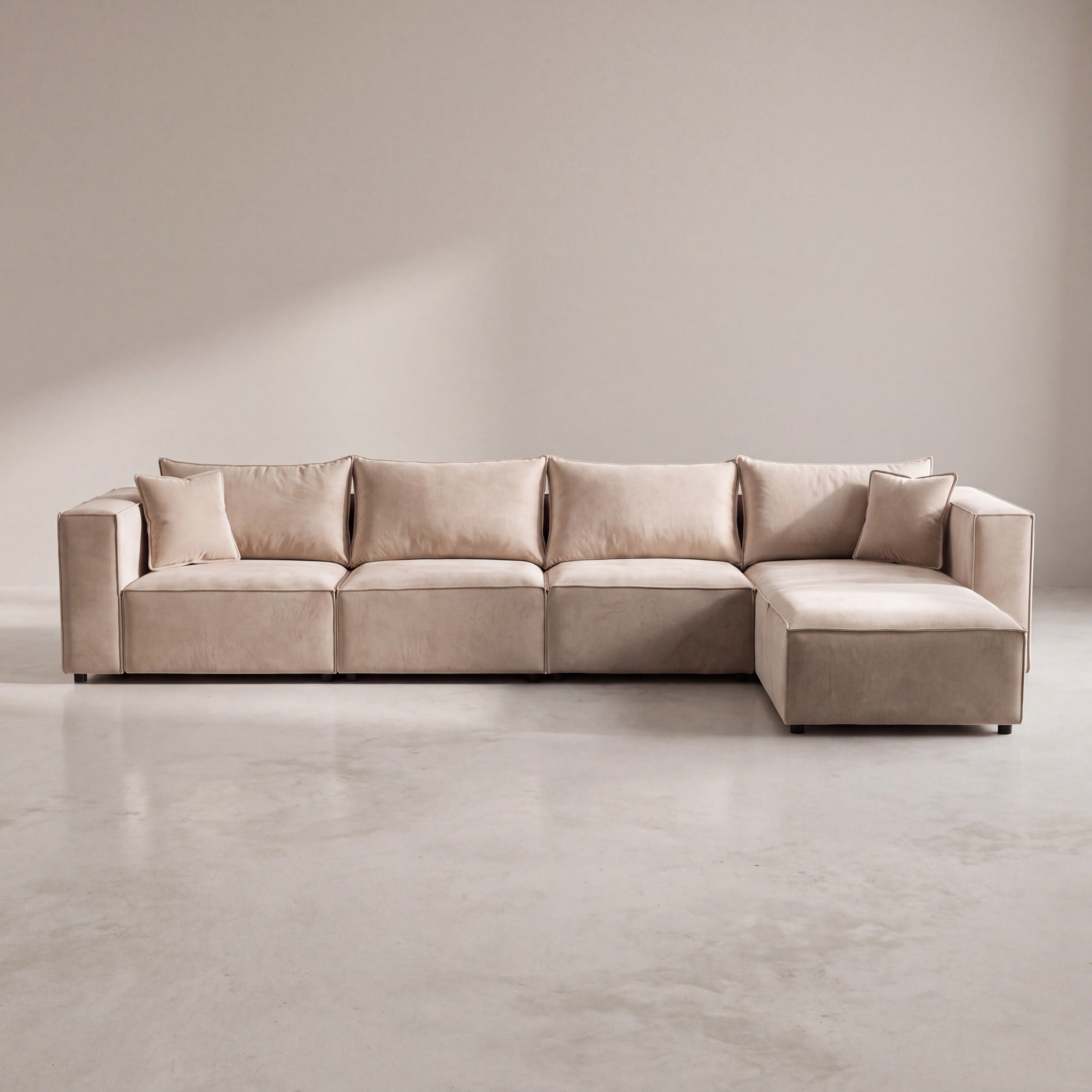 Canapé modulable ÉLÉGANCE 4+1 en velours beige, photo 9 sur 9
