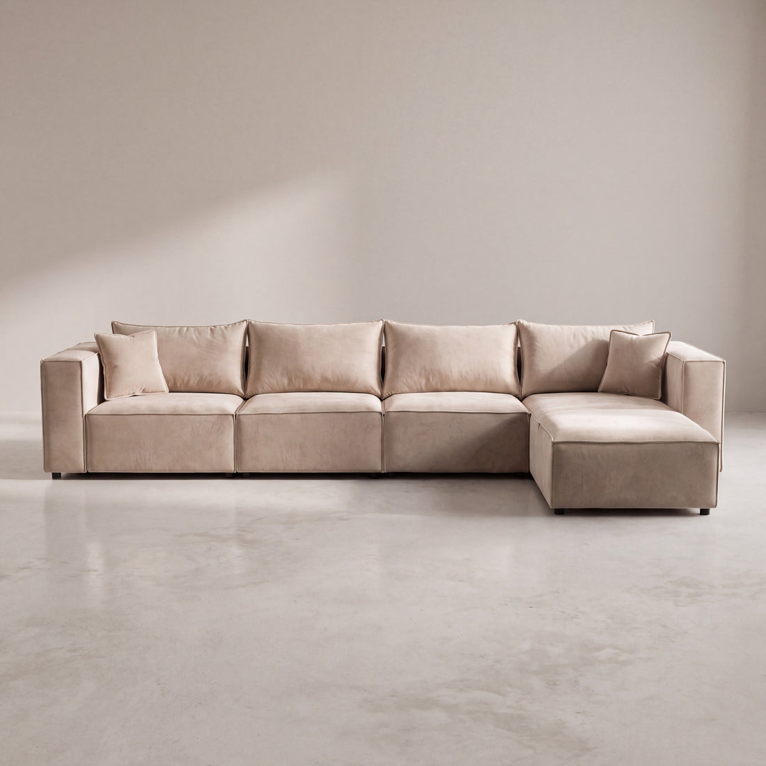 Canapé modulable ÉLÉGANCE 4+1 en velours beige, photo 9 sur 9