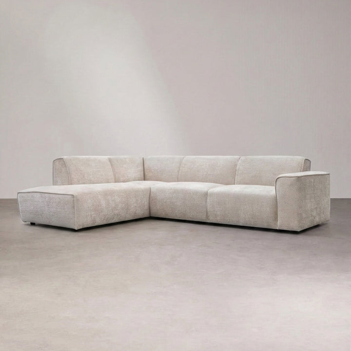 Canapé d'angle COLETTE - Tissu chenille - Beige