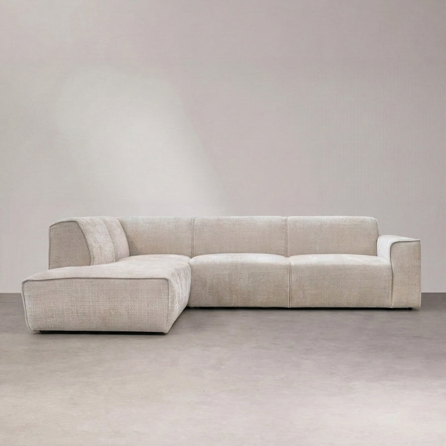 Canapé d'angle COLETTE - Tissu chenille - Beige