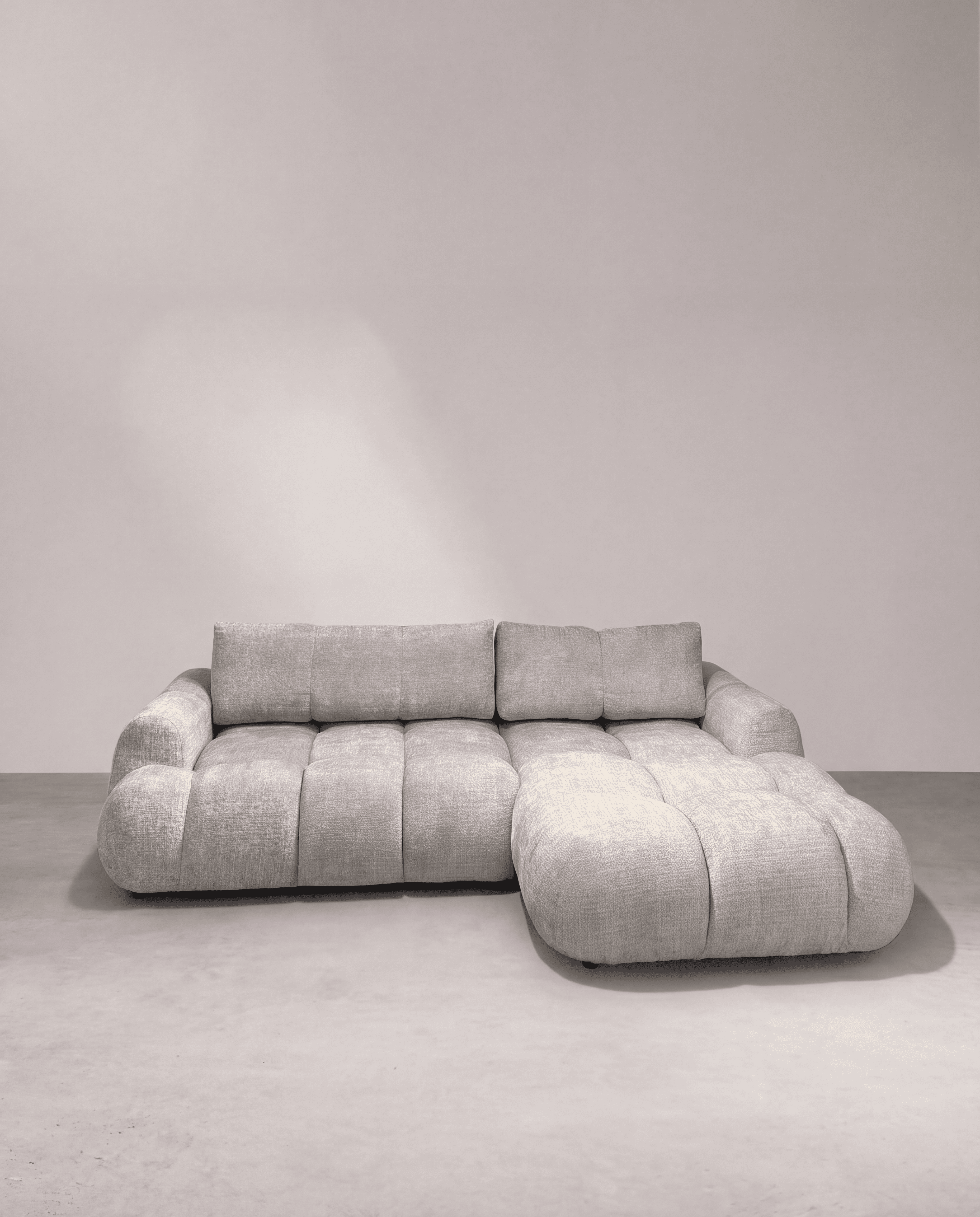 Canapé convertible MELLOW en tissu Chenille - Beige, photo 4 sur 5