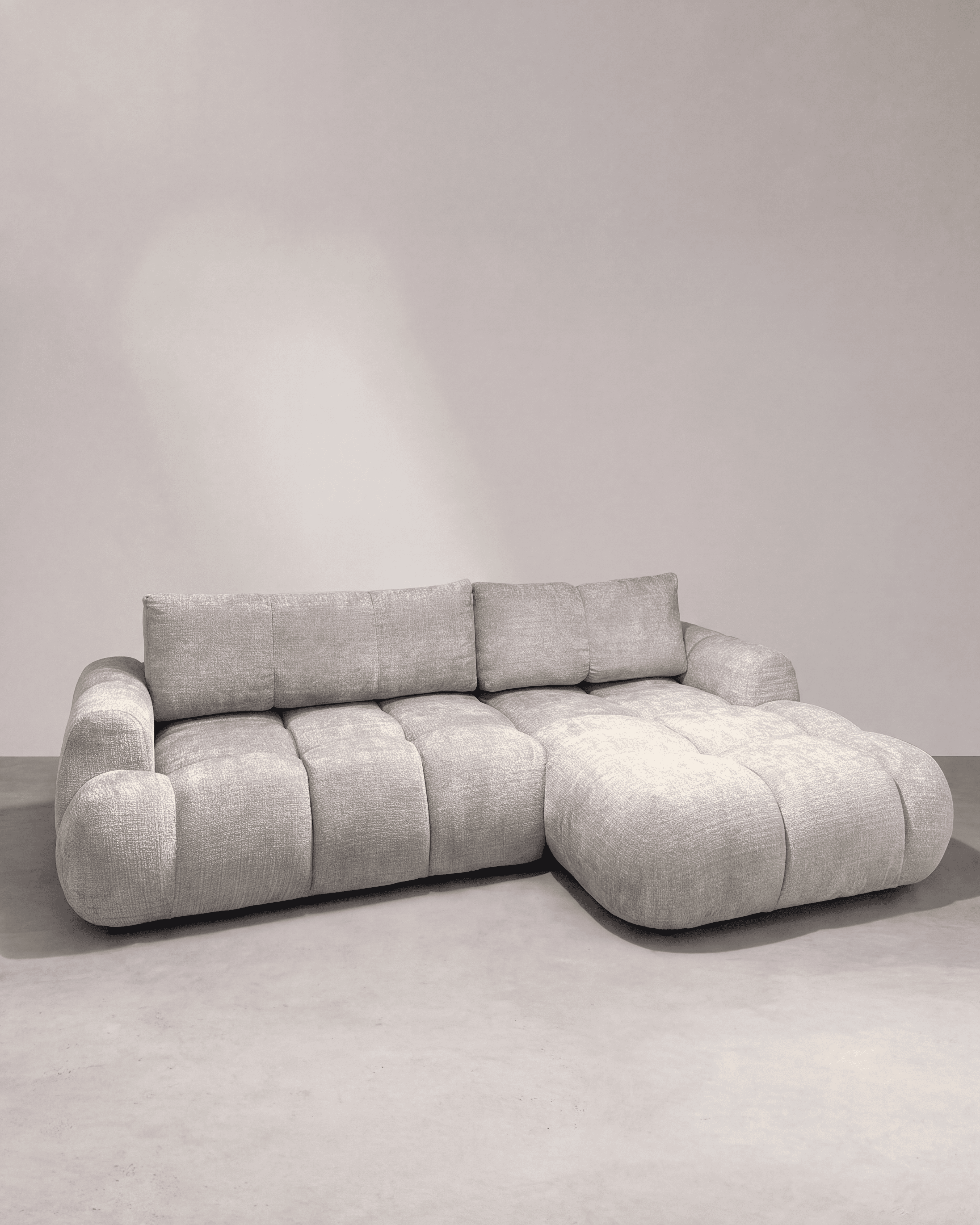 Canapé convertible MELLOW en tissu Chenille - Beige, photo 2 sur 5