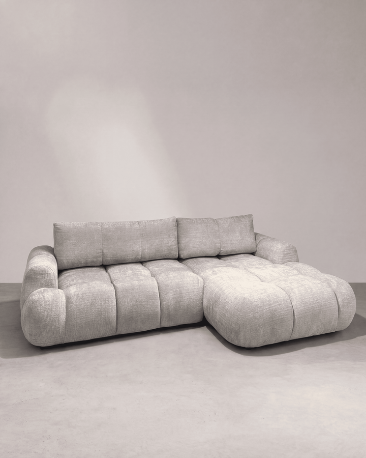 Canapé convertible MELLOW en tissu Chenille - Beige, photo 2 sur 5
