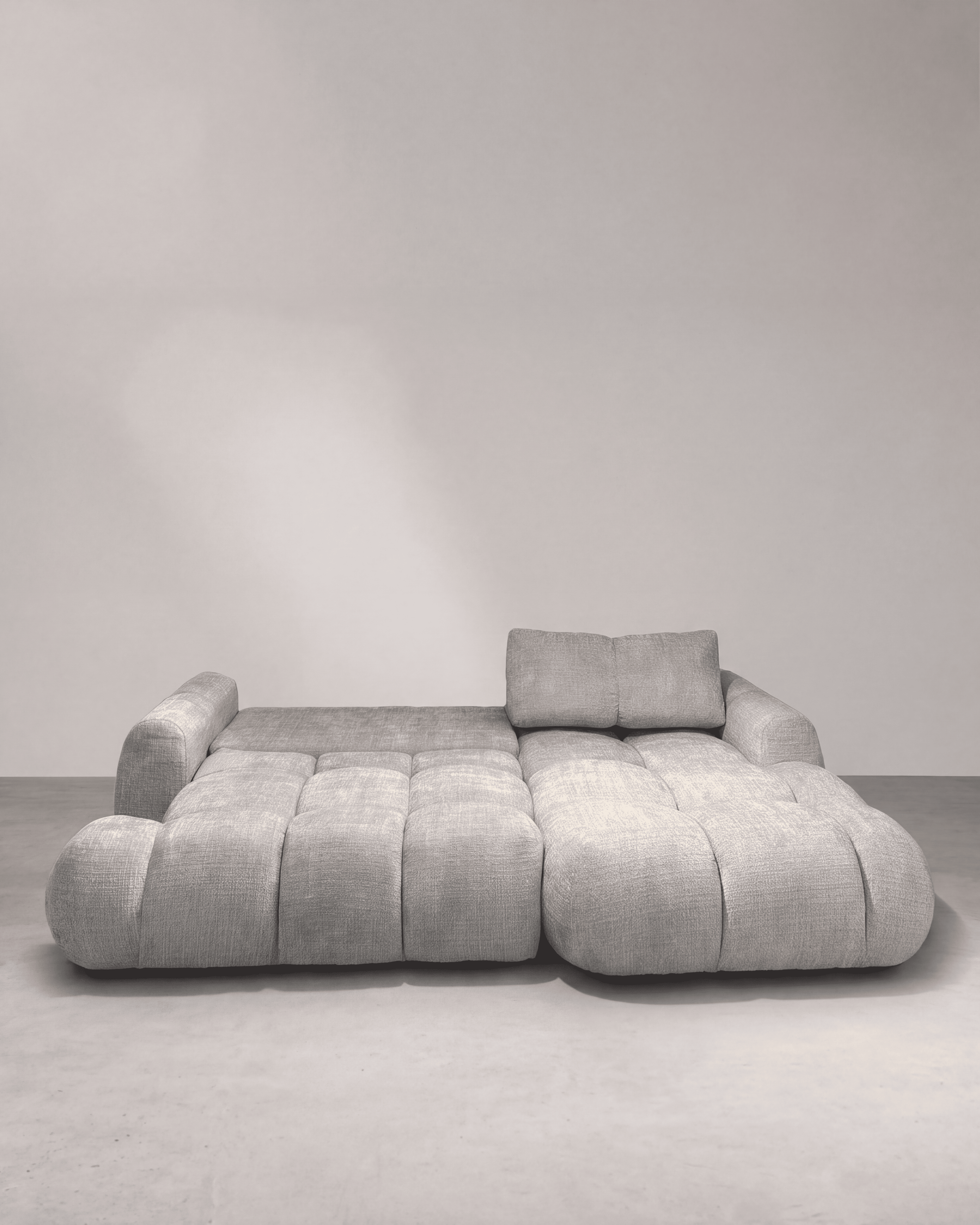 Canapé convertible MELLOW en tissu Chenille - Beige, photo 3 sur 5