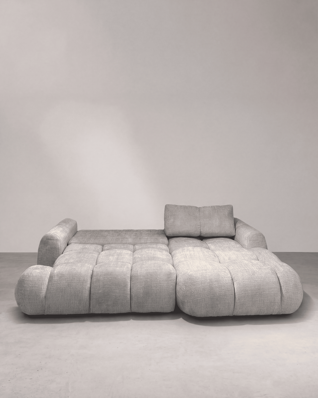 Canapé convertible MELLOW en tissu Chenille - Beige, photo 3 sur 5