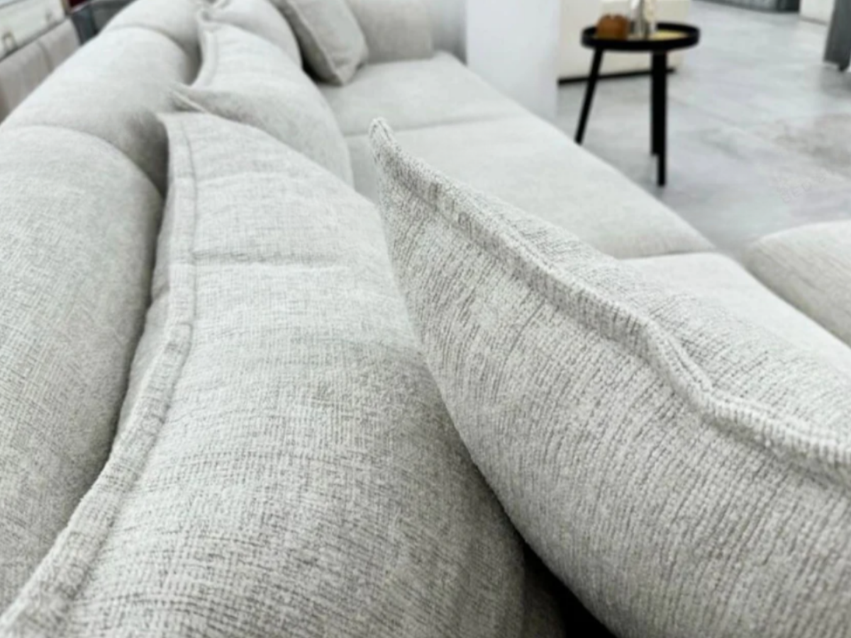 Canapé d'angle MILA - Chenille - Blanc cassé