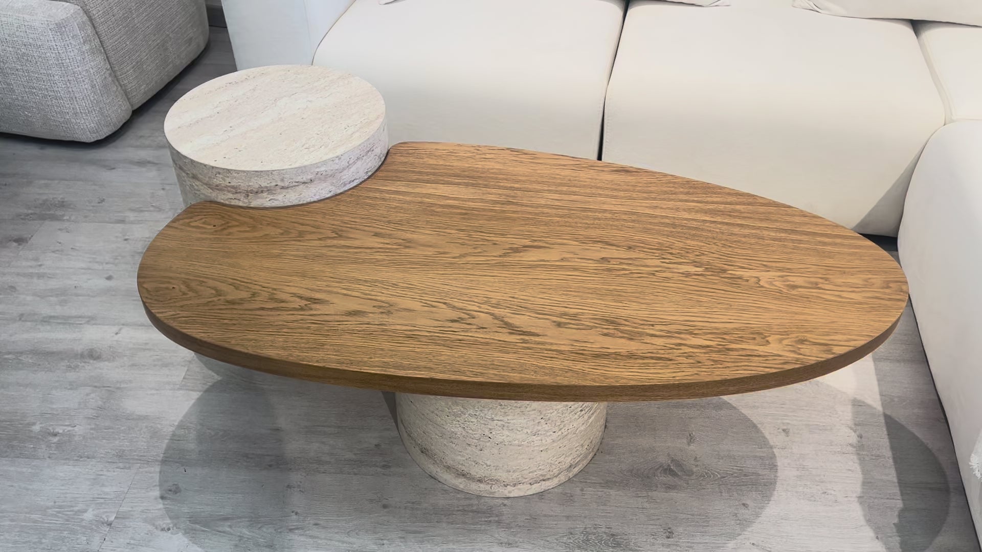 Table basse NOVA - Effet travertin & Bois