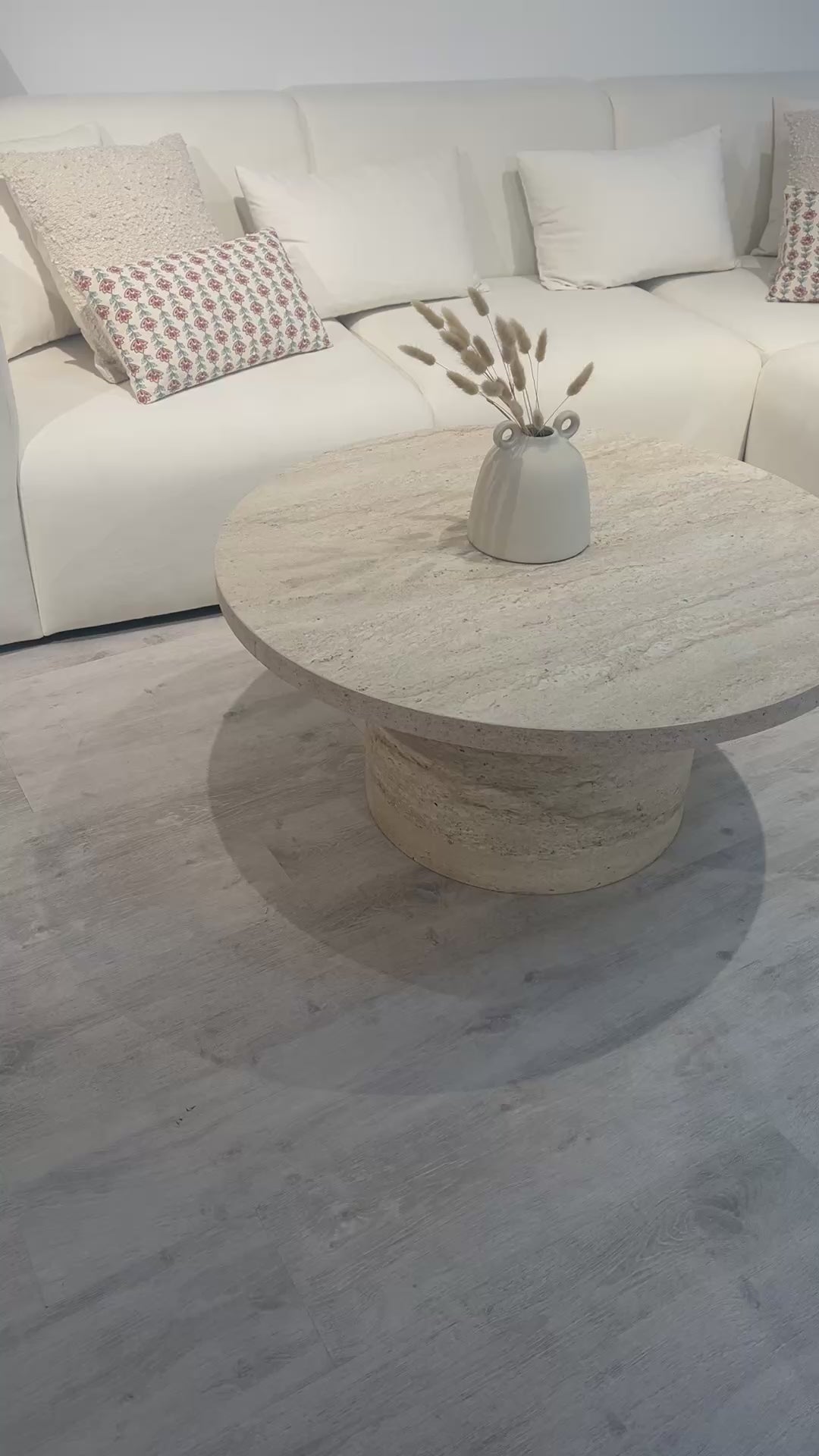 Table basse PRAGUE - Effet tout travertin - Ronde (90 cms)