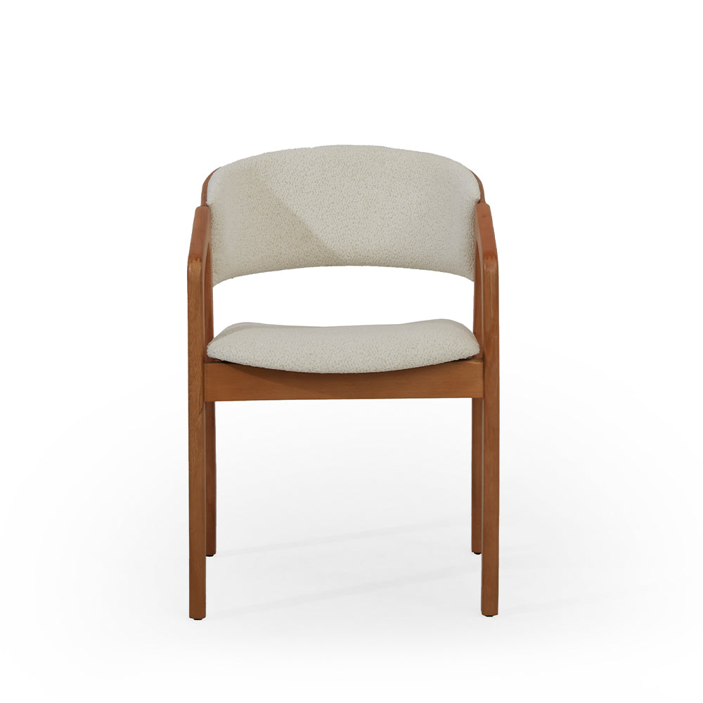 Chaise Eva - Bois & tissu laine bouclée