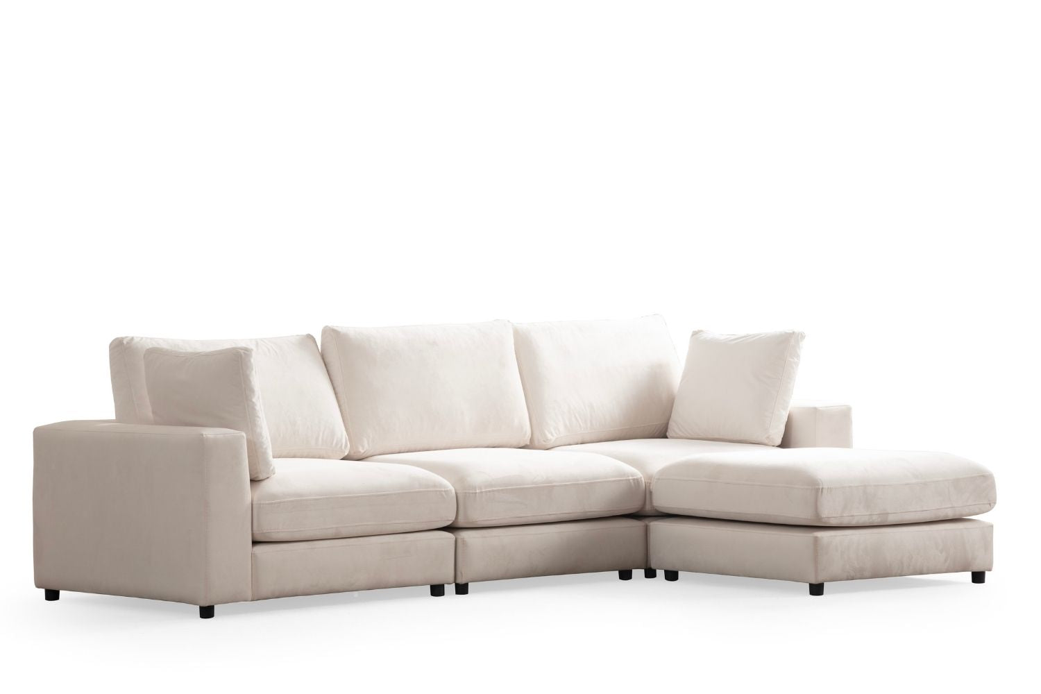 Canapé modulable - Julia - 3+1 - Velours blanc cassé