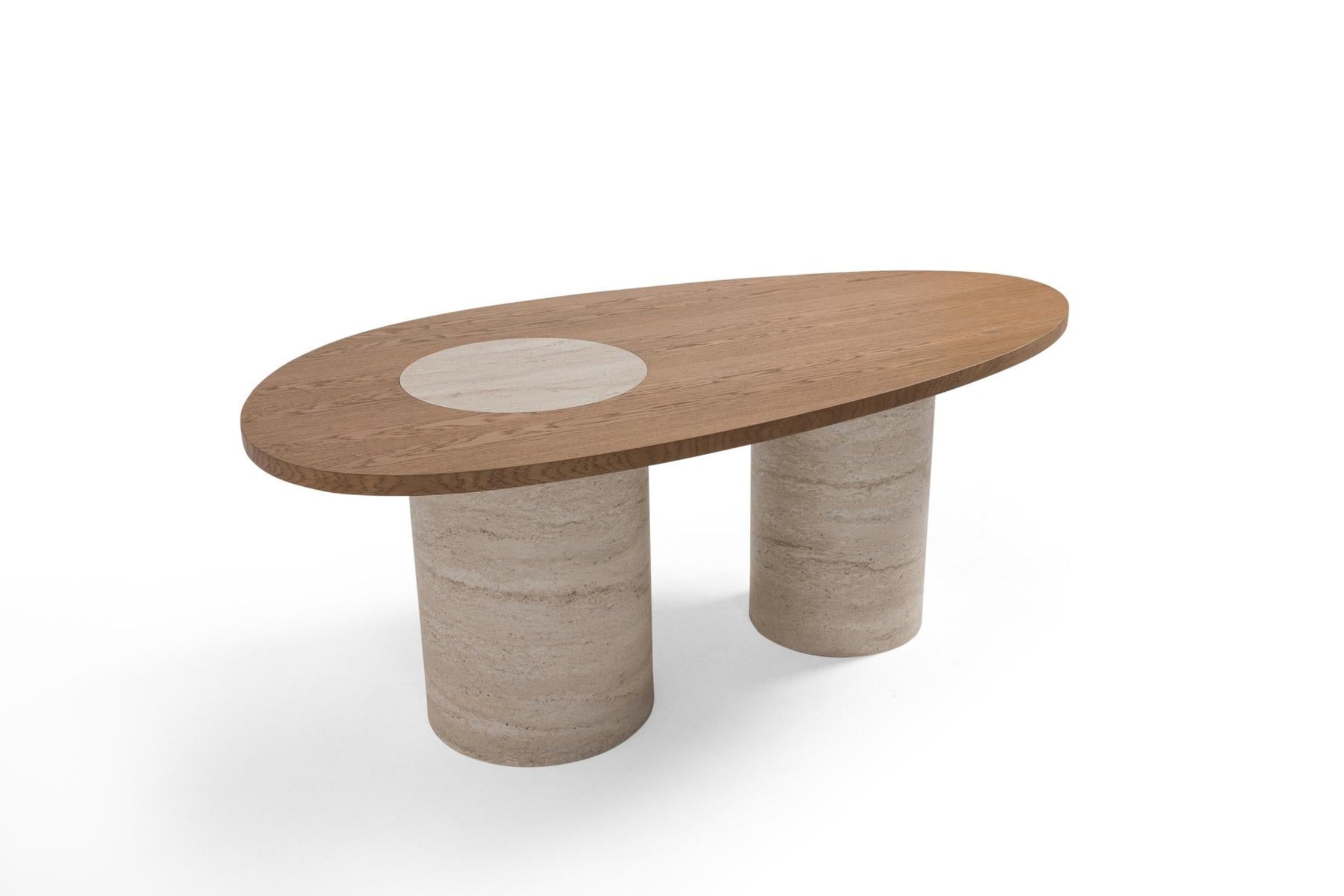 Table de repas SAPHIR 200 cm - Effet travertin & bois
