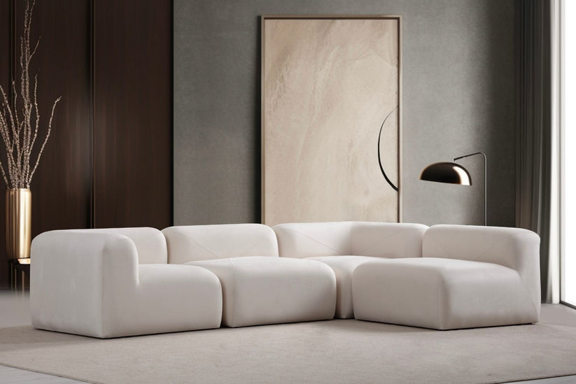 Canapé modulable Nuage - Velours blanc cassé