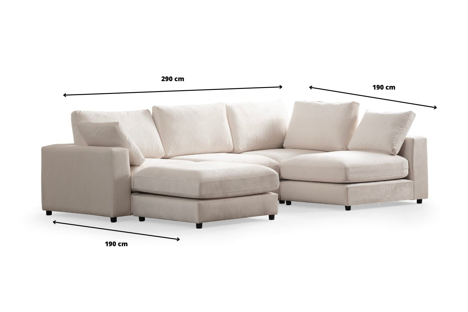 Canapé modulable - Julia - 4+1 Velours blanc cassé