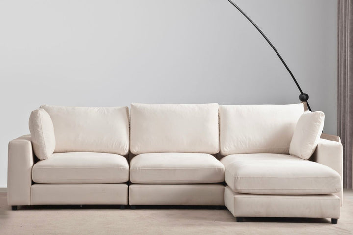 Canapé modulable - Julia - 3+1 - Velours blanc cassé