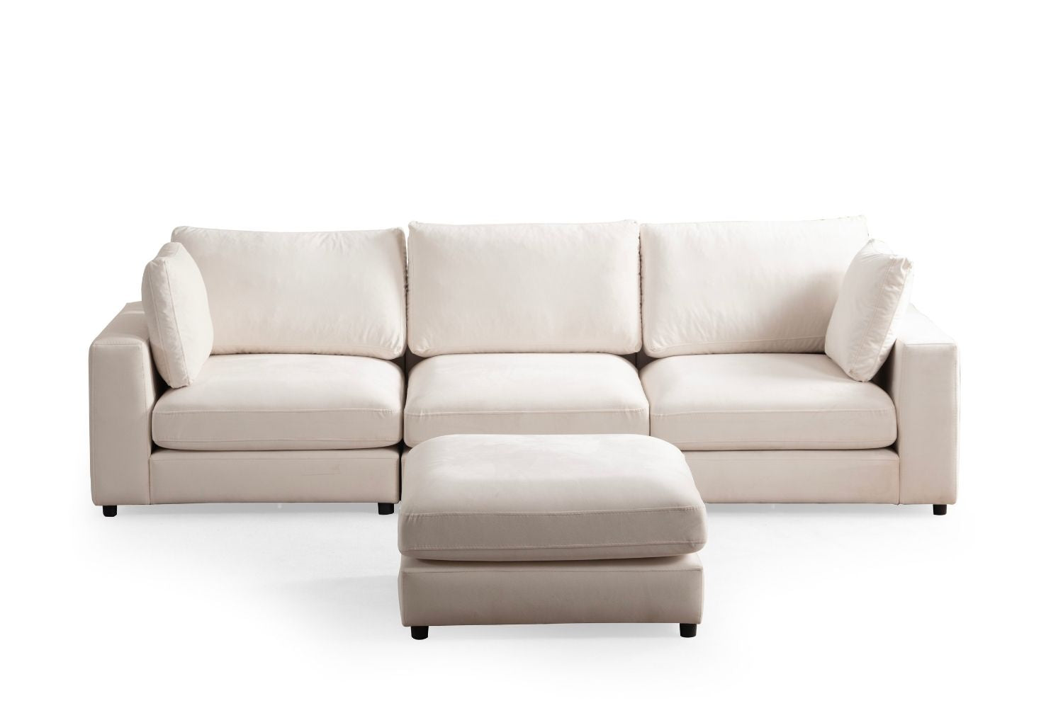 Canapé modulable - Julia - 3+1 - Velours blanc cassé