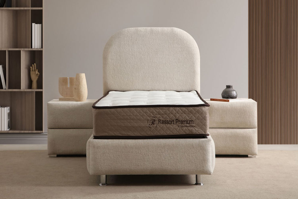 Lit coffre - Jade - Chenille Blanc cassé