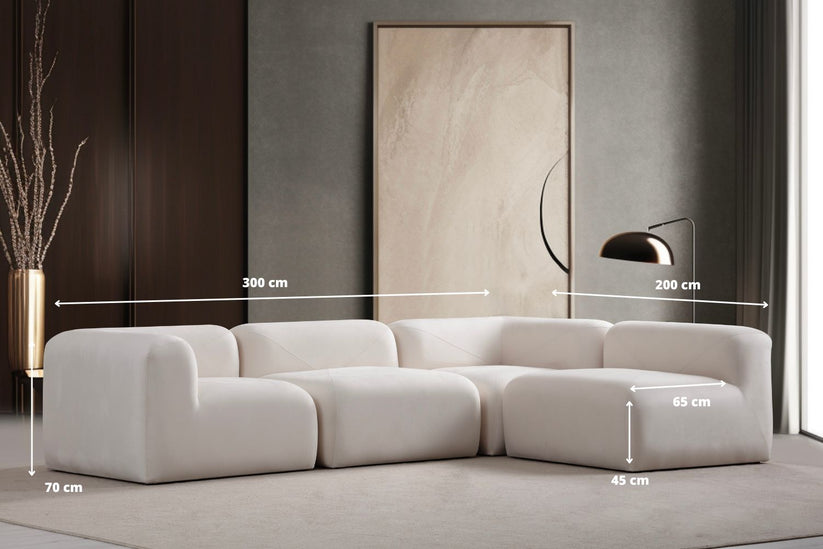 Canapé modulable Nuage - Velours blanc cassé