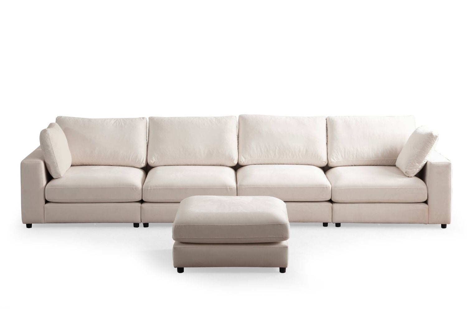 Canapé modulable - Julia - 4+1 Velours blanc cassé