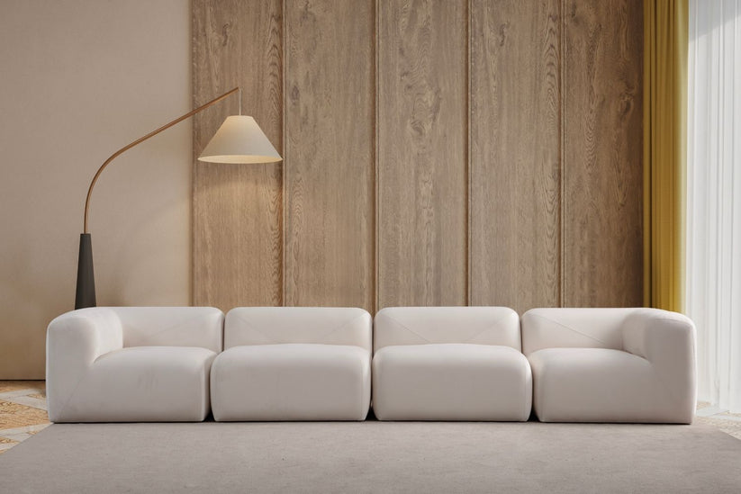 Canapé modulable Nuage - Velours blanc cassé