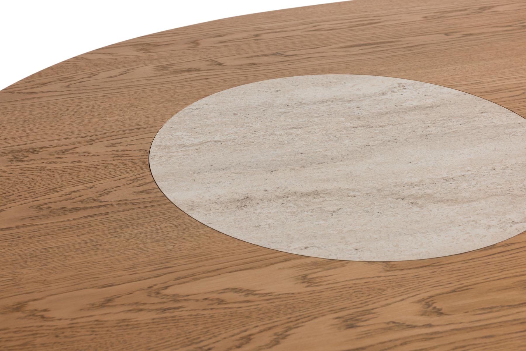 Table de repas SAPHIR 200 cm - Effet travertin & bois