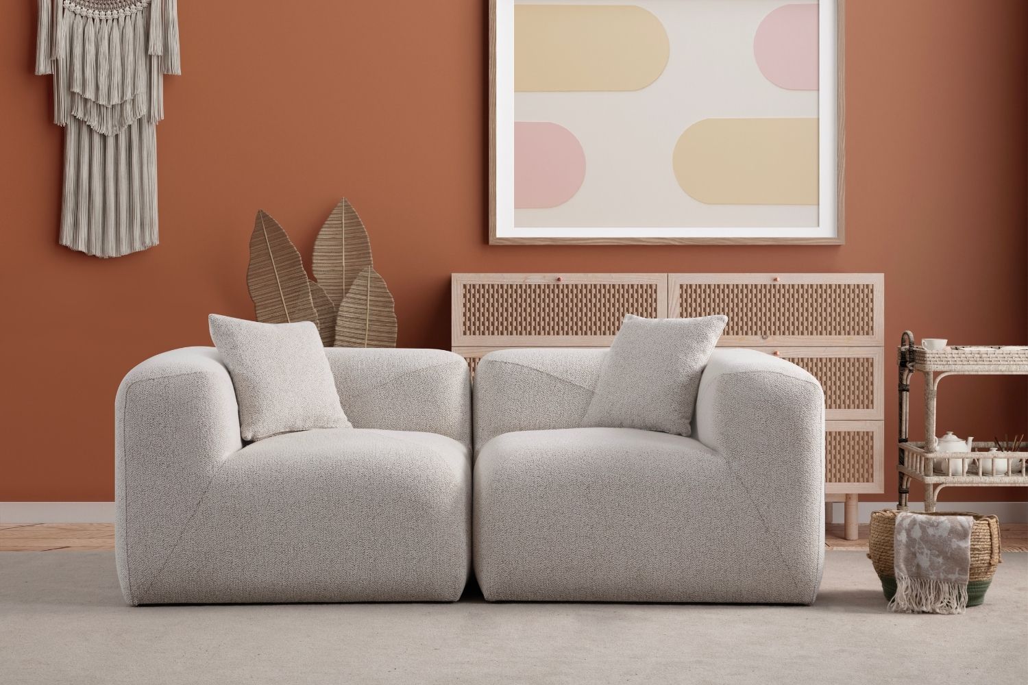 Canapé modulable Nuage - Chenille - Blanc cassé