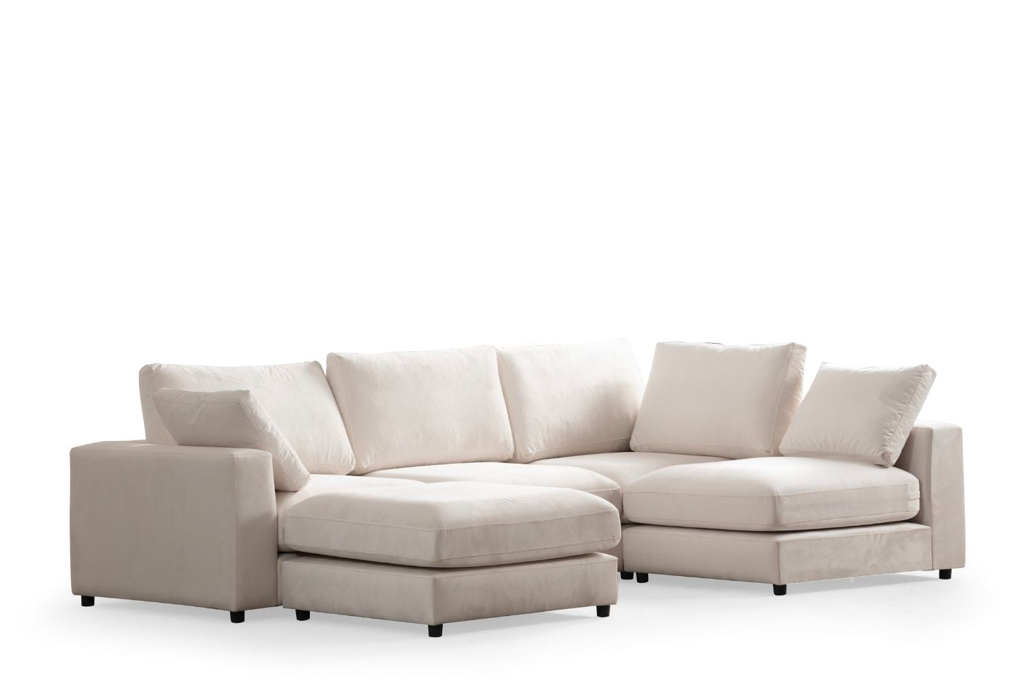 Canapé modulable - Julia - 4+1 Velours blanc cassé