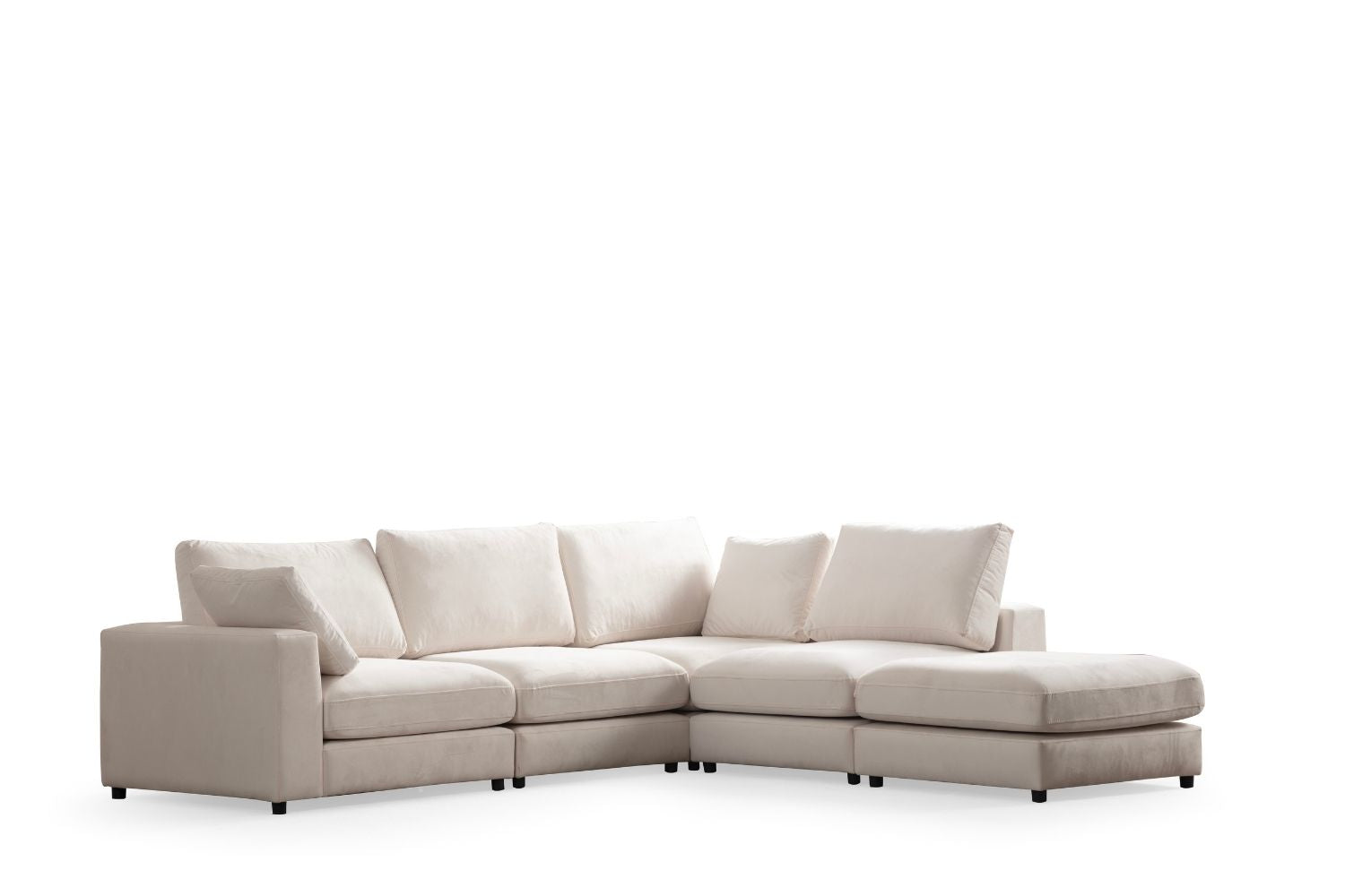 Canapé modulable - Julia - 4+1 Velours blanc cassé